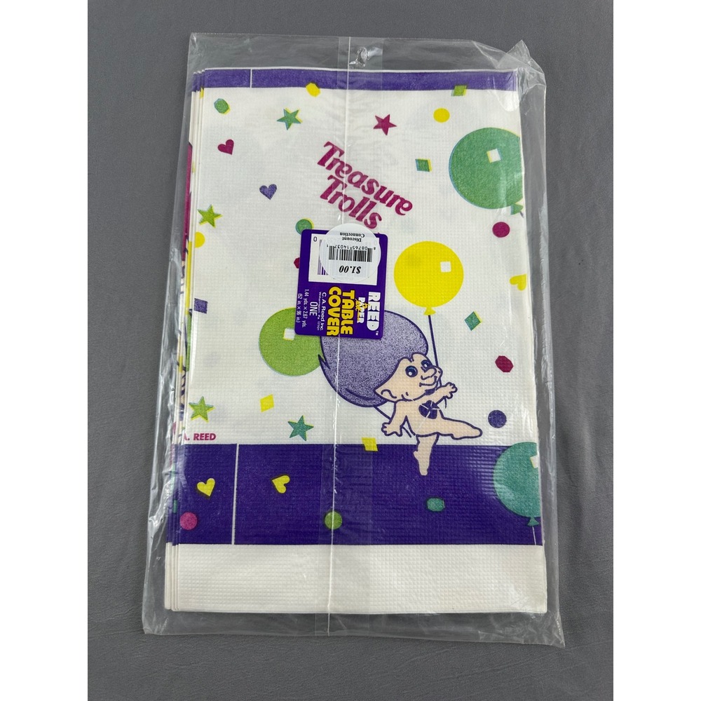 VINTAGE‎ 1992 ACE Treasure Troll Party Tablecloth  52" X 96" NIP NOS - Picture 3 of 4